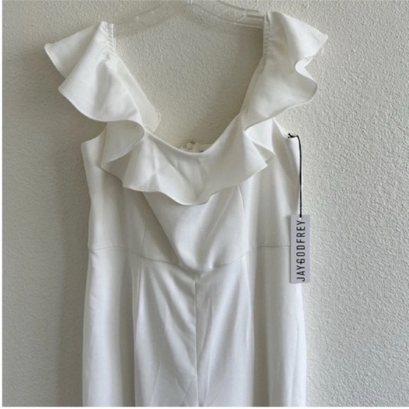 Jay Godfrey Biondi Off The Shoulder Ruffle Jumpsuit White NWT - Picture 5 of 8